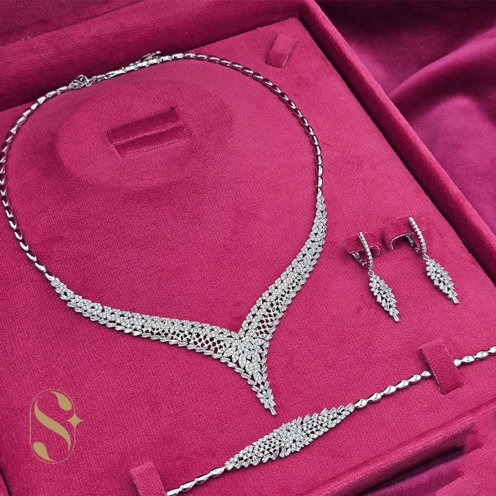 سرویس نقره زنانه مدل جواهری کد SilverSet-S625 — تصویر ۲