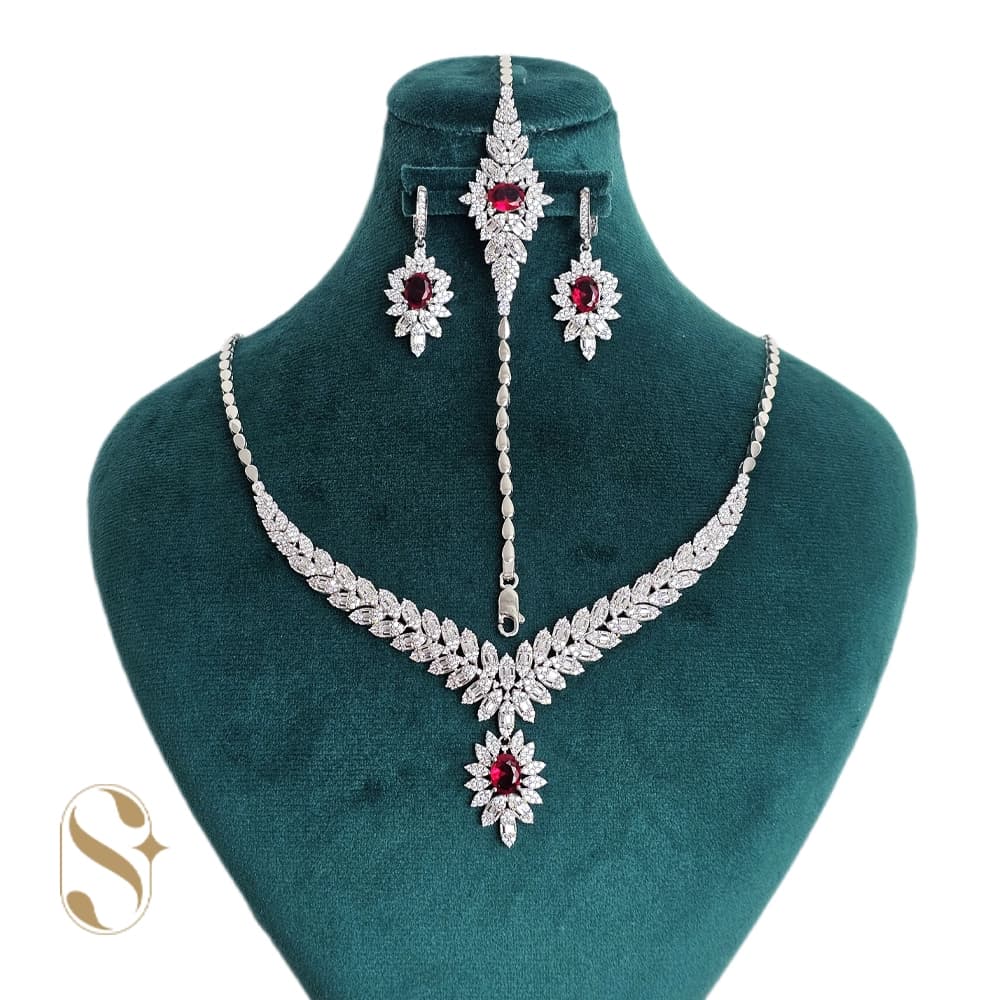 سرویس نقره زنانه مدل جواهری نگین دار کد SilverSet-S622
