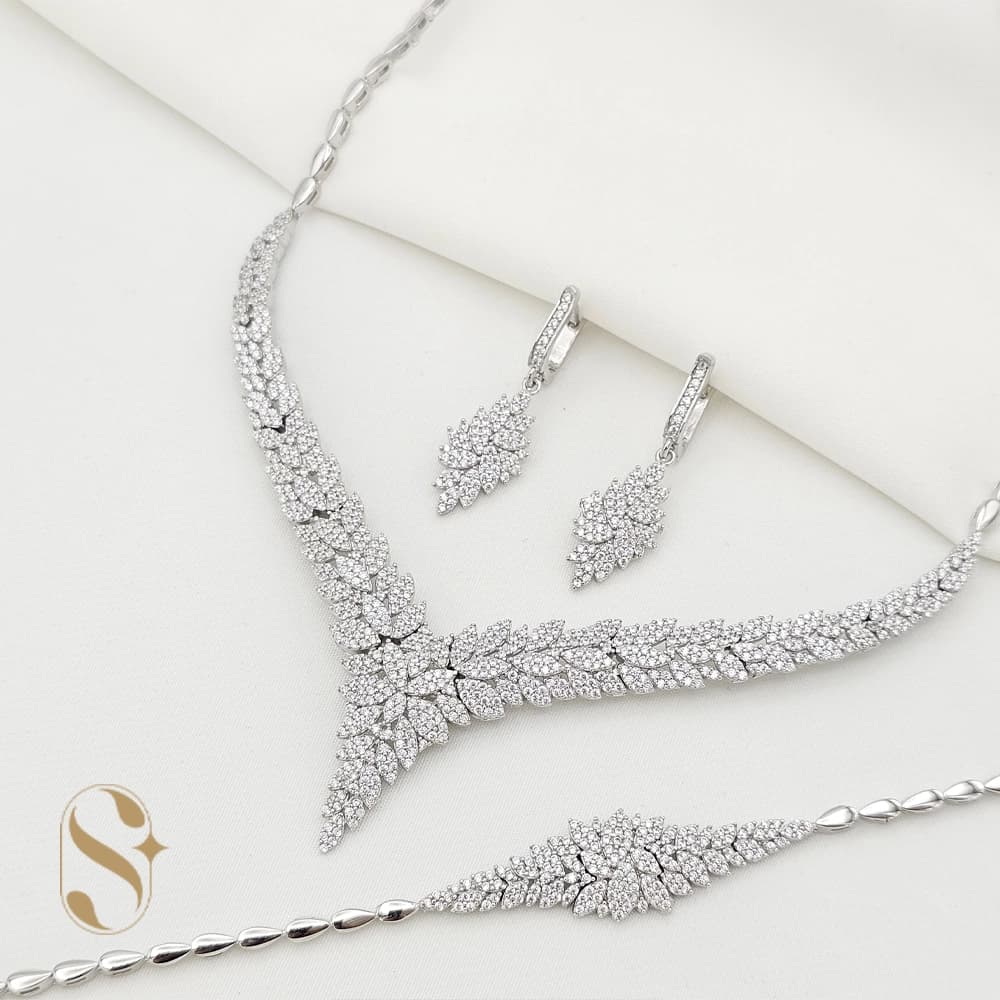 سرویس نقره زنانه مدل جواهری کد SilverSet-S628 — تصویر ۲