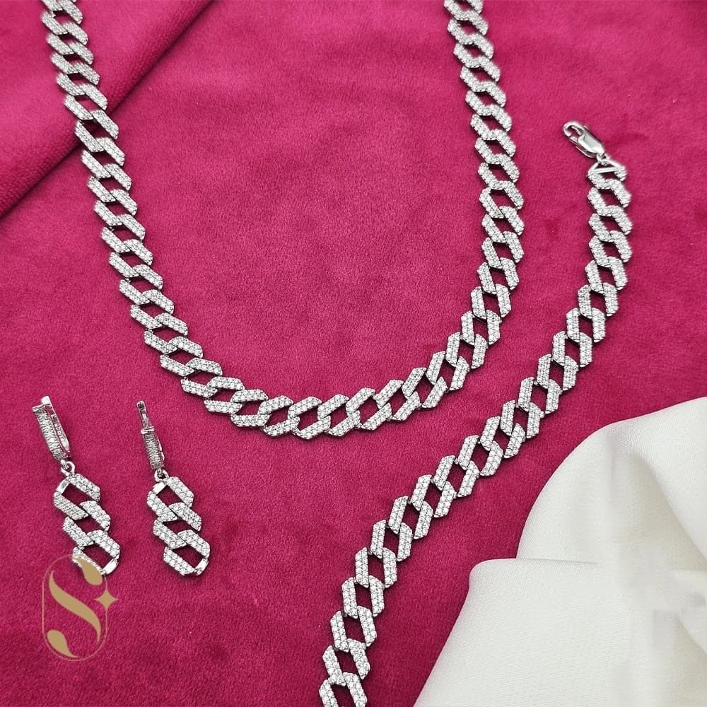 سرویس نقره زنانه مدل کارتیه جواهری کد SilverSet-S627 — تصویر ۲