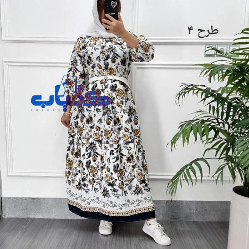 پیراهن ساحلی کرپ الیزه گرم بالا حاشیه دار/کد2888 — تصویر ۴