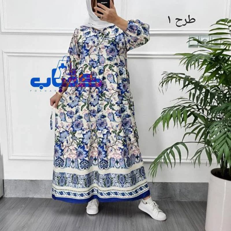 پیراهن ساحلی کرپ الیزه گرم بالا حاشیه دار/کد2888 — تصویر ۲