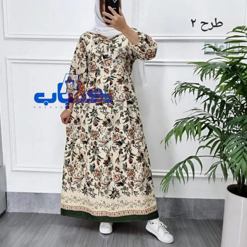 پیراهن ساحلی کرپ الیزه گرم بالا حاشیه دار/کد2888 — تصویر ۳