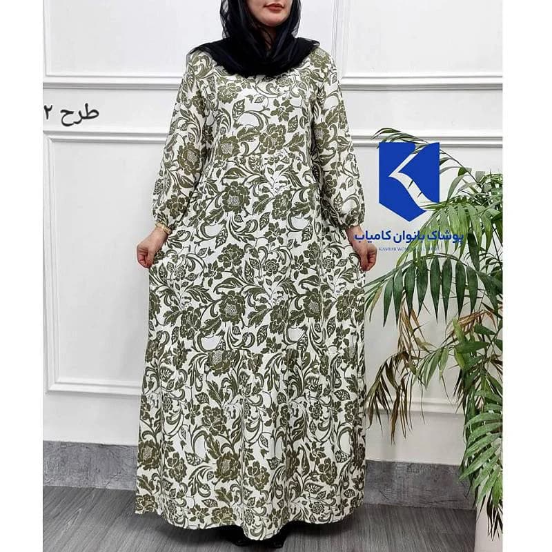 استایل آزادوراحت باپیراهن ساحلی نخی طرح فلور/کد2887 — تصویر ۳