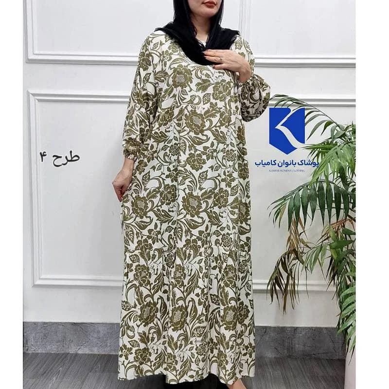 استایل آزادوراحت باپیراهن ساحلی نخی طرح فلور/کد2887 — تصویر ۵