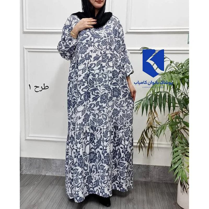 استایل آزادوراحت باپیراهن ساحلی نخی طرح فلور/کد2887 — تصویر ۲