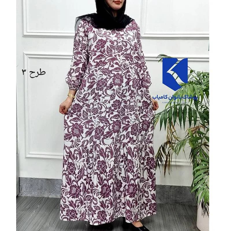 استایل آزادوراحت باپیراهن ساحلی نخی طرح فلور/کد2887 — تصویر ۴