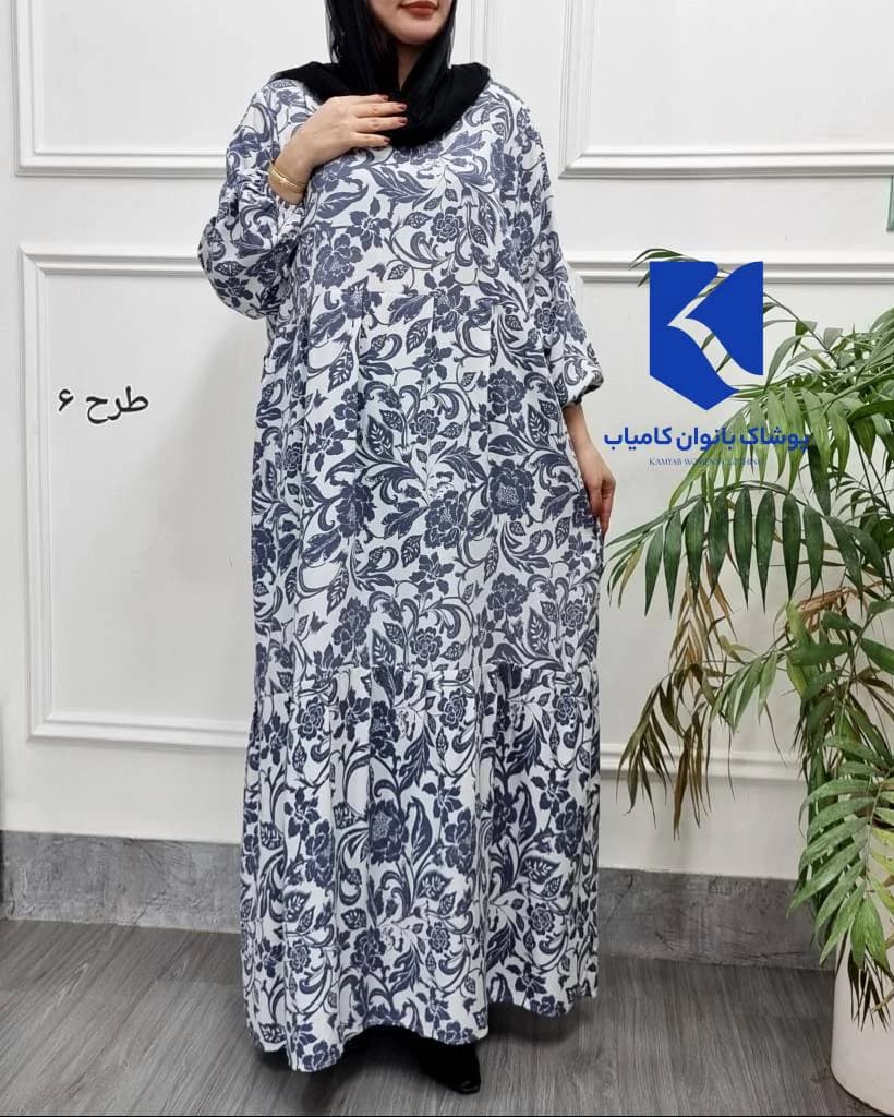 استایل آزادوراحت باپیراهن ساحلی نخی طرح فلور/کد2887 — تصویر ۷