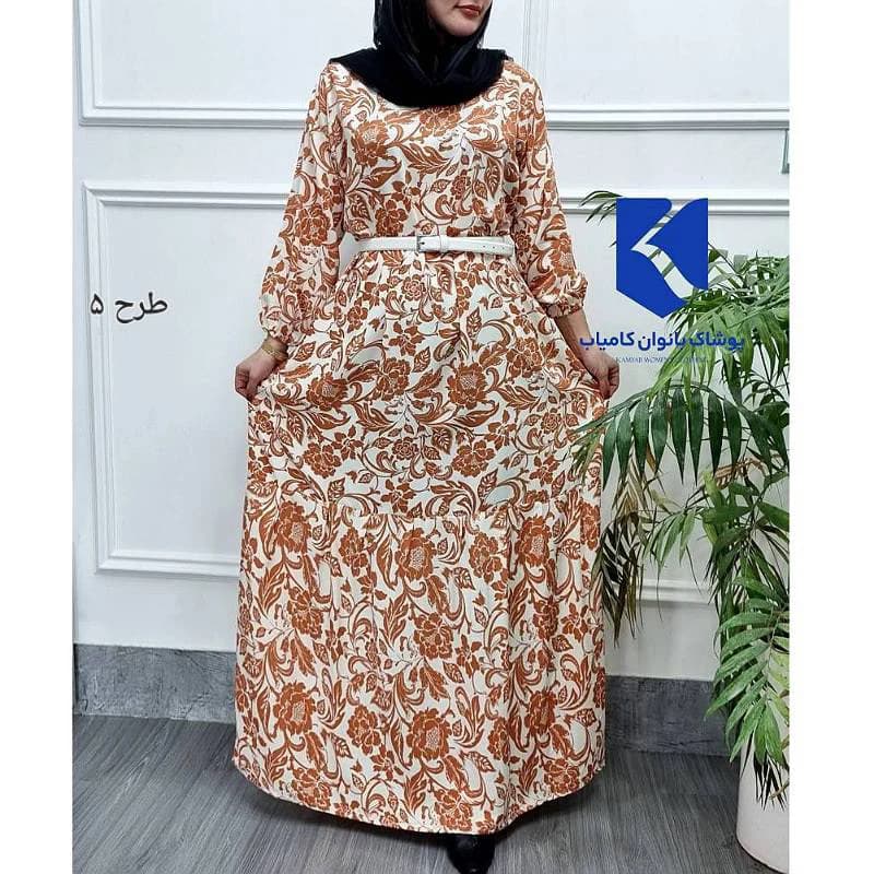 استایل آزادوراحت باپیراهن ساحلی نخی طرح فلور/کد2887 — تصویر ۶