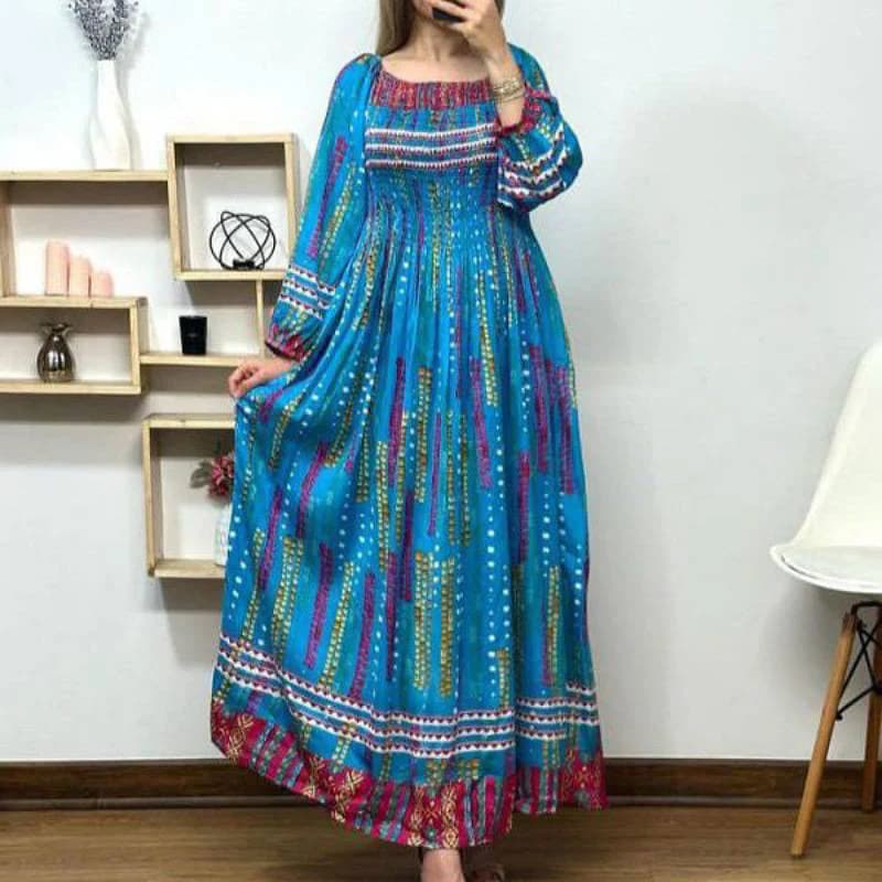 پیراهن ساحلی نخی هندی طرح باران/کد2883 — تصویر ۵