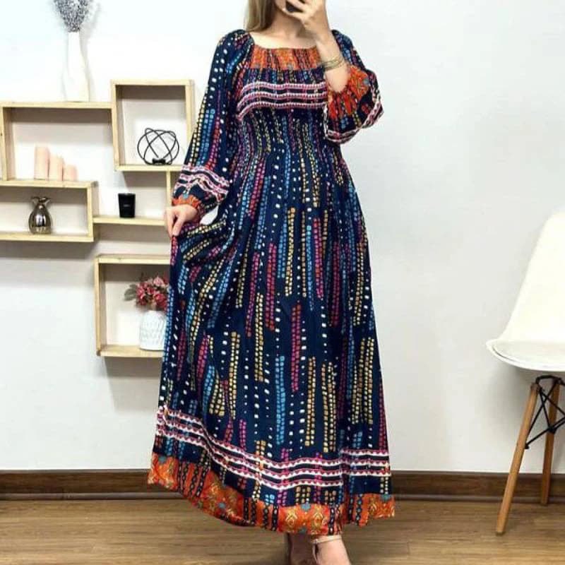 پیراهن ساحلی نخی هندی طرح باران/کد2883 — تصویر ۳