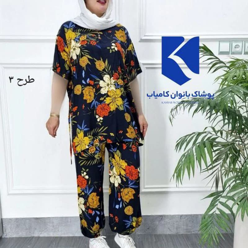 ست راحتی بلوزشلوار نخی خارجی قواره دار/کد2786