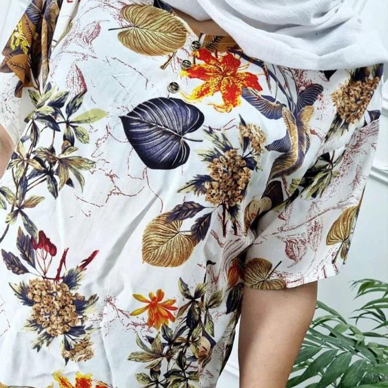 ست راحتی بلوزشلوار نخی خارجی قواره دار/کد2786 — تصویر ۴