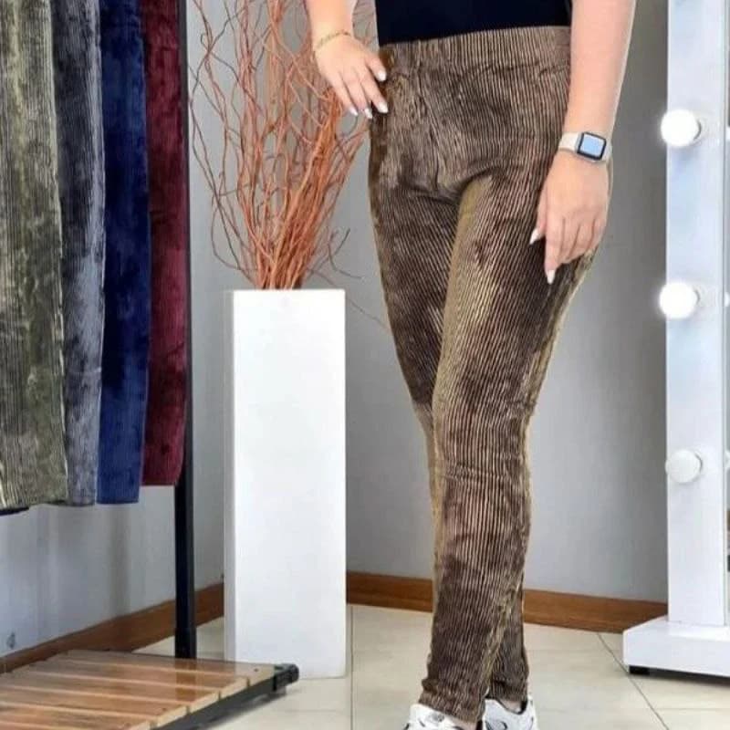 شلوارمخمل کبریتی گرم بالا قواره دار(مارک نانو) وارداتی/کد2866 — تصویر ۷
