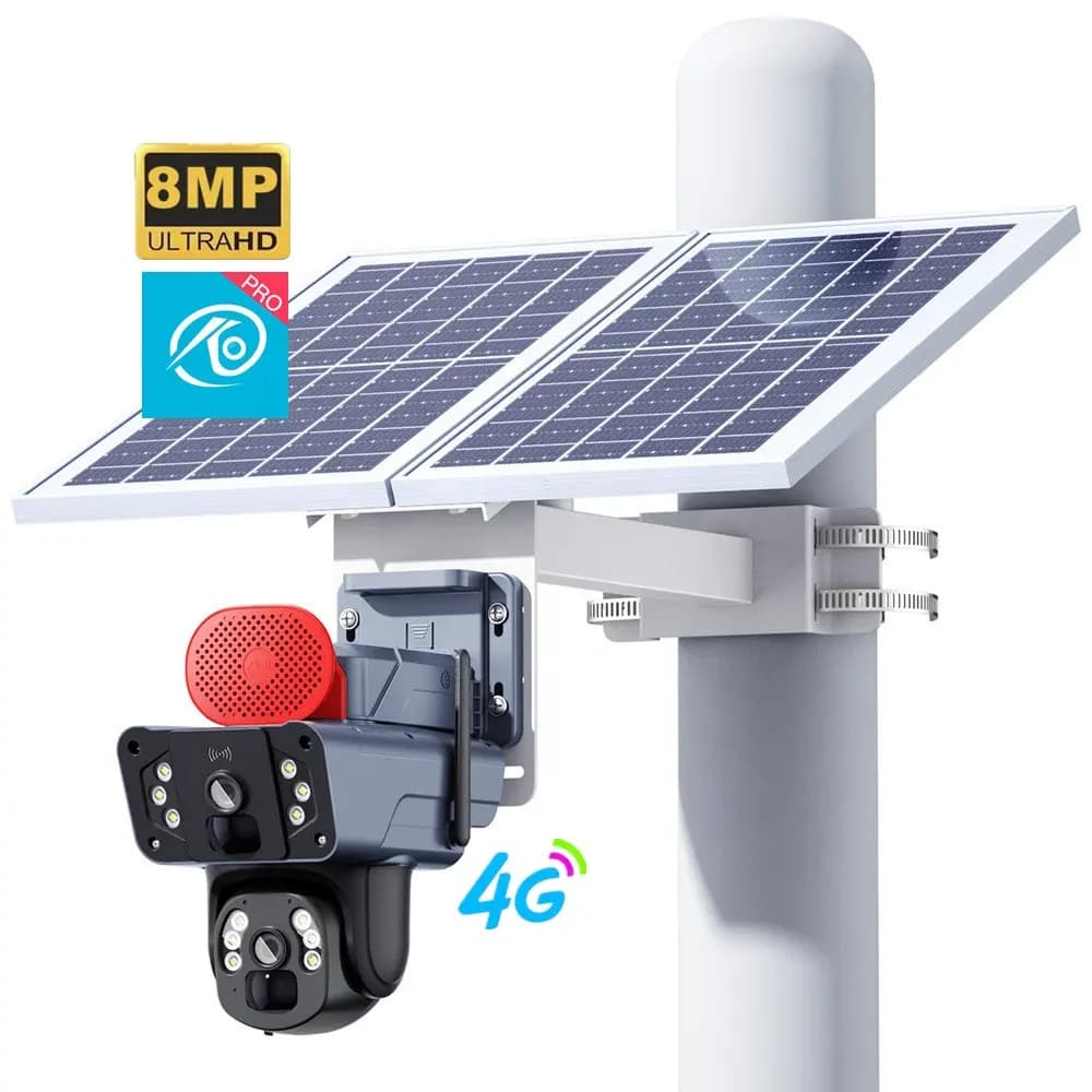 دوربین خورشیدی دو لنز آژیردار سیمکارتی solar ptz dual lens alarm cam — تصویر ۲