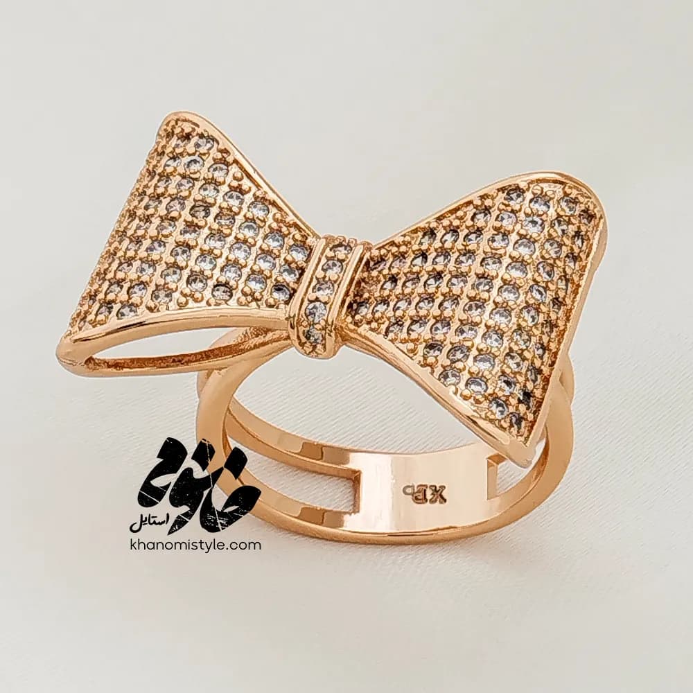 انگشتر ژوپینگ طرح پاپیون نگین‌دار R12032