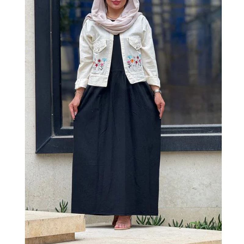 ست ساحلی کت سارافن الیاف طبیعی گلدوزی شده/کد2858 — تصویر ۵