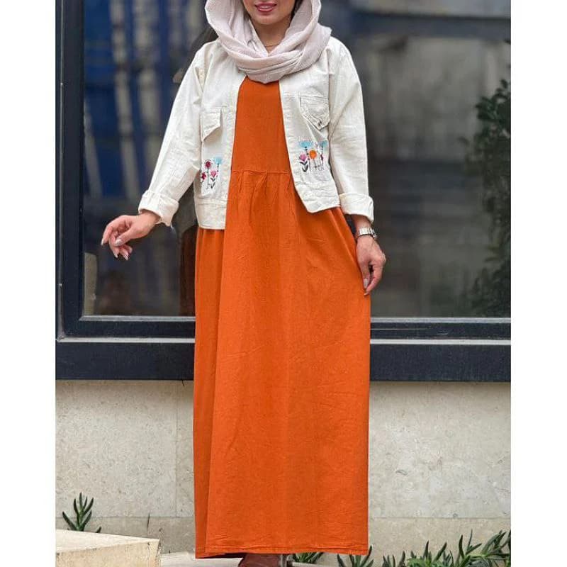 ست ساحلی کت سارافن الیاف طبیعی گلدوزی شده/کد2858 — تصویر ۲