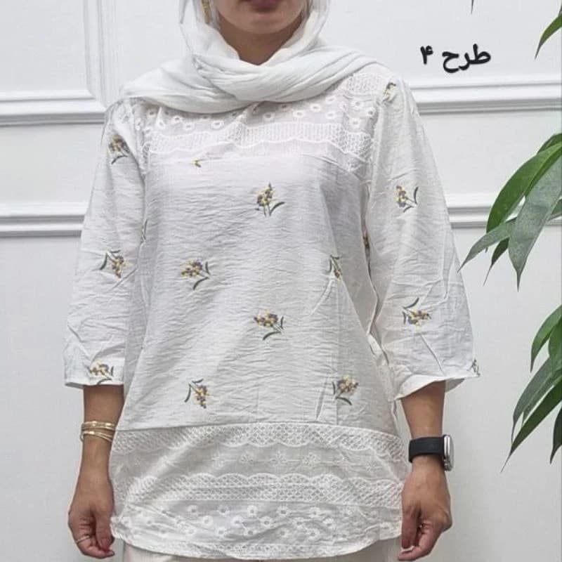 بلوز سفیدبابوس خامه دوزی وارداتی/کد2848 — تصویر ۴