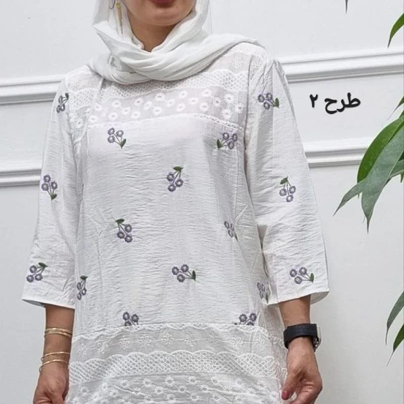بلوز سفیدبابوس خامه دوزی وارداتی/کد2848 — تصویر ۲