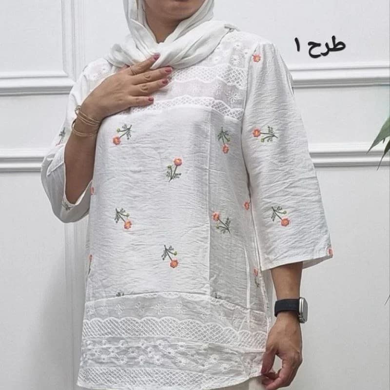 بلوز سفیدبابوس خامه دوزی وارداتی/کد2848