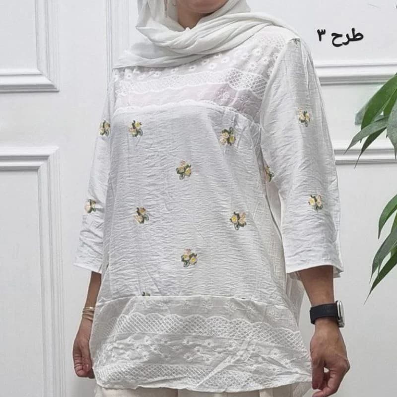 بلوز سفیدبابوس خامه دوزی وارداتی/کد2848 — تصویر ۳