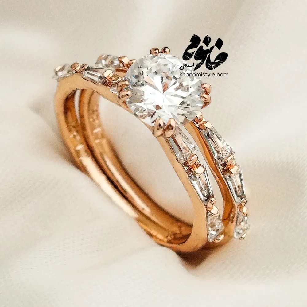 انگشتر ژوپینگ نگین‌دار حلقه و پشت‌حلقه الیزابت R1003