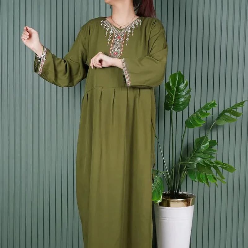 پیراهن ساحلی نخی چاپی سنتی طرح بابونه/کد2834 — تصویر ۳