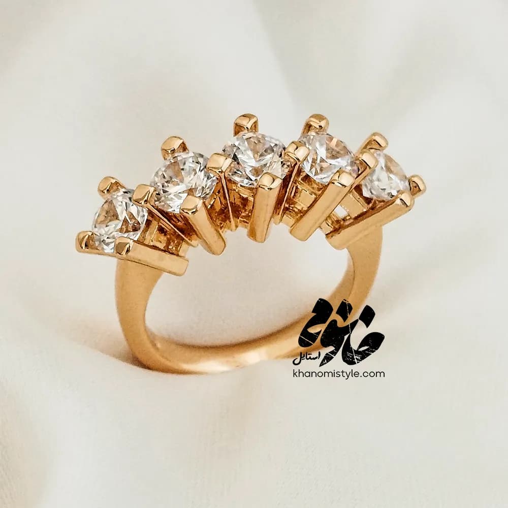 انگشتر ژوپینگ طرح پنج نگین R1001