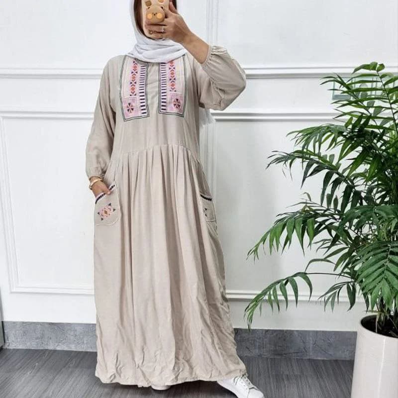 استایل لاکچری باپیراهن ساحلی نخی گلدوزی/کد2827