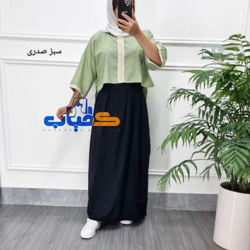 ست کراپ سارافن لینن یه استایل لاکچری خانومانه_ کد2824 — تصویر ۷