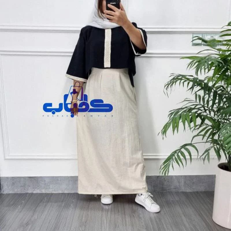 ست کراپ سارافن لینن یه استایل لاکچری خانومانه_ کد2824 — تصویر ۵