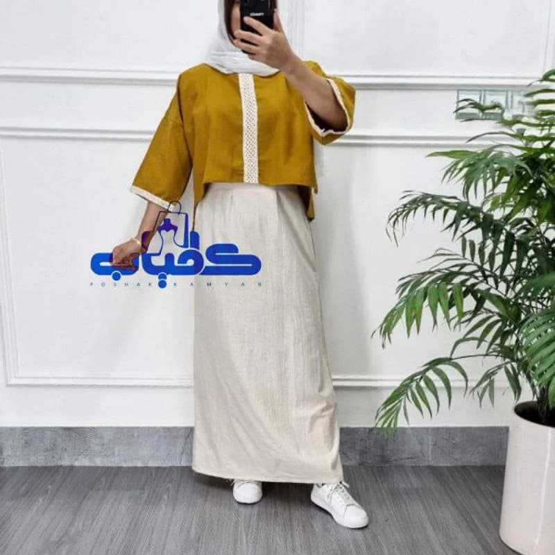 ست کراپ سارافن لینن یه استایل لاکچری خانومانه_ کد2824 — تصویر ۶