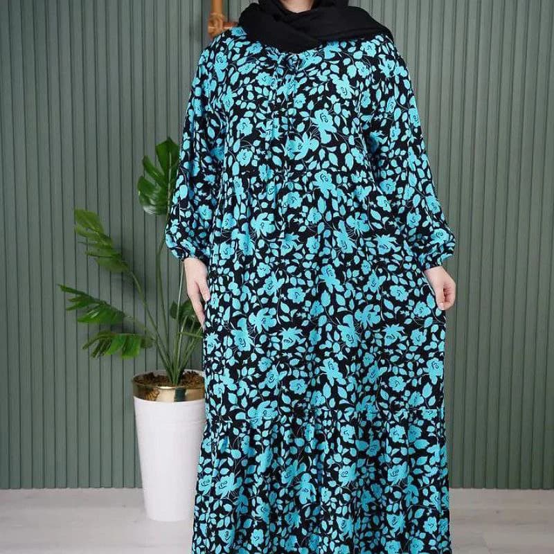 استایل شیک وراحت باپیراهن ساحلی نخی گل مریم/کد2807 — تصویر ۳