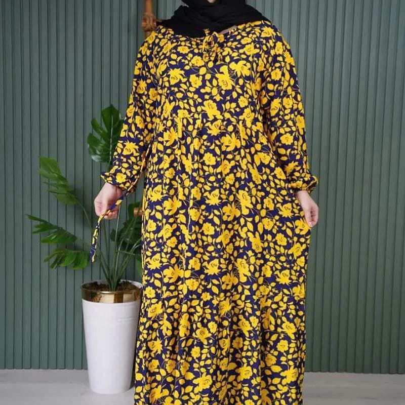 استایل شیک وراحت باپیراهن ساحلی نخی گل مریم/کد2807 — تصویر ۴