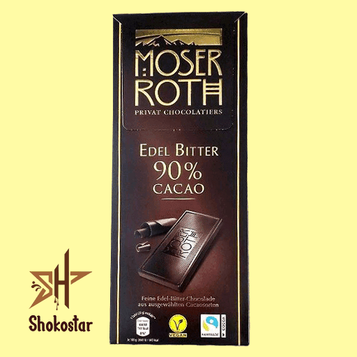 شکلات تخته ای ۹۰ درصد موزر روث moser roth