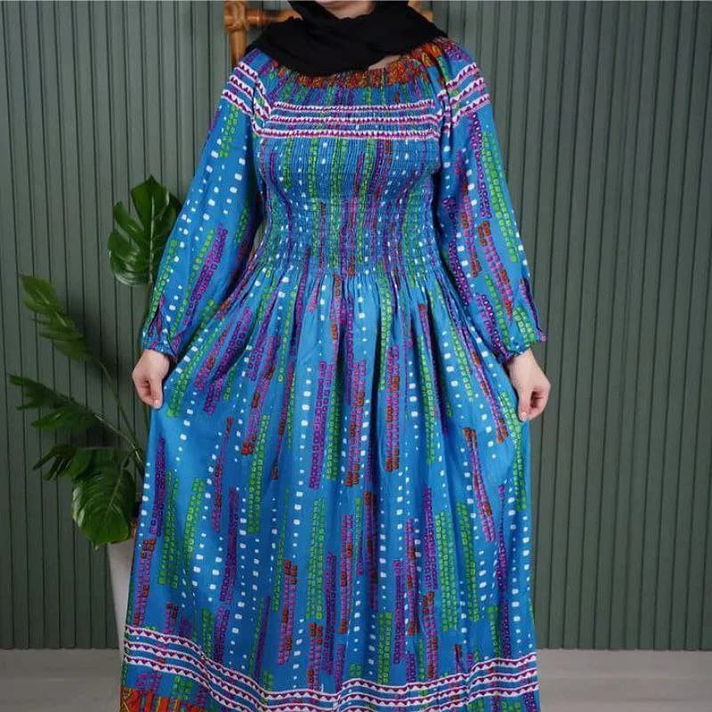 پیراهن ساحلی آستین بلندسینه کش قواره بزرگ هندی/کد2797 — تصویر ۴