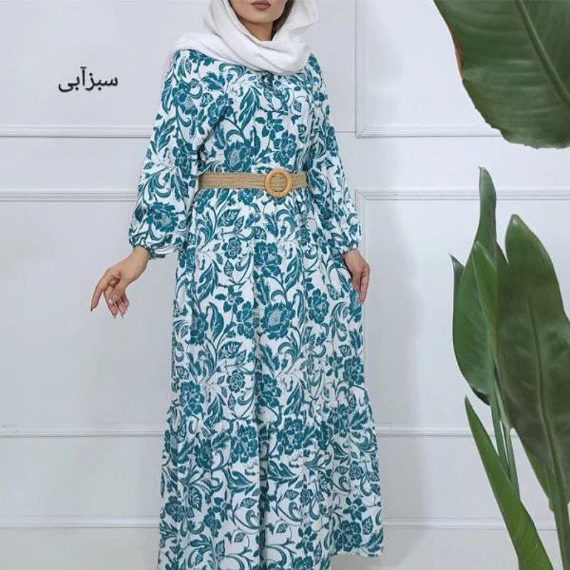 پیراهن ساحلی نخی گلدارطرح فلوار/2790 (تخفیف ویژه یلدا) — تصویر ۵