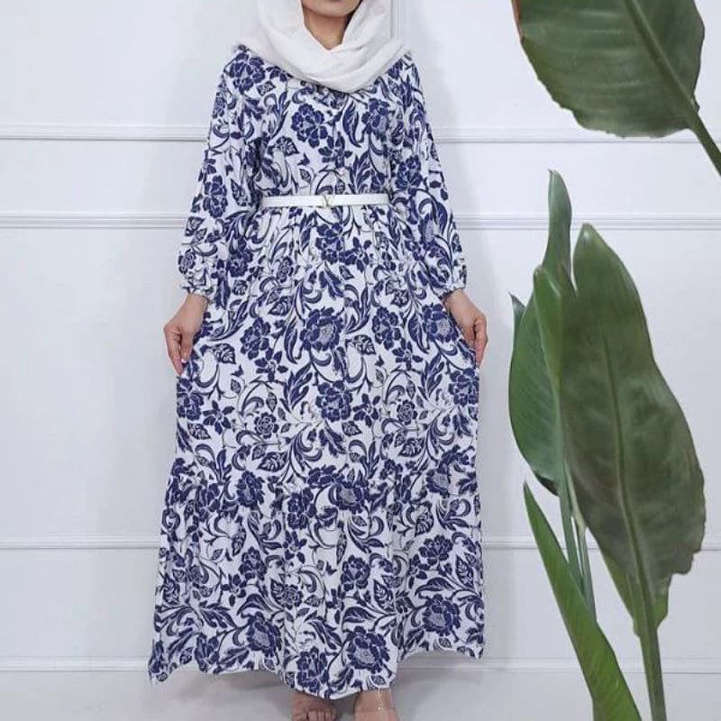 پیراهن ساحلی نخی گلدارطرح فلوار/2790 (تخفیف ویژه یلدا) — تصویر ۲