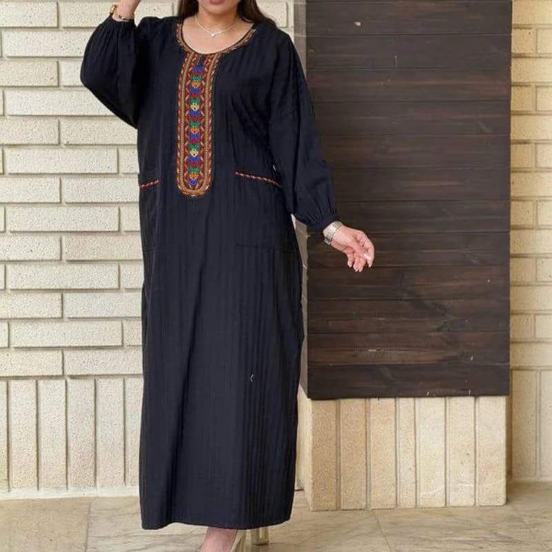 پیراهن ساحلی کفتان یقه سنتی لینن هندی/کد2788 (تخفیف ویژه یلدا) — تصویر ۵