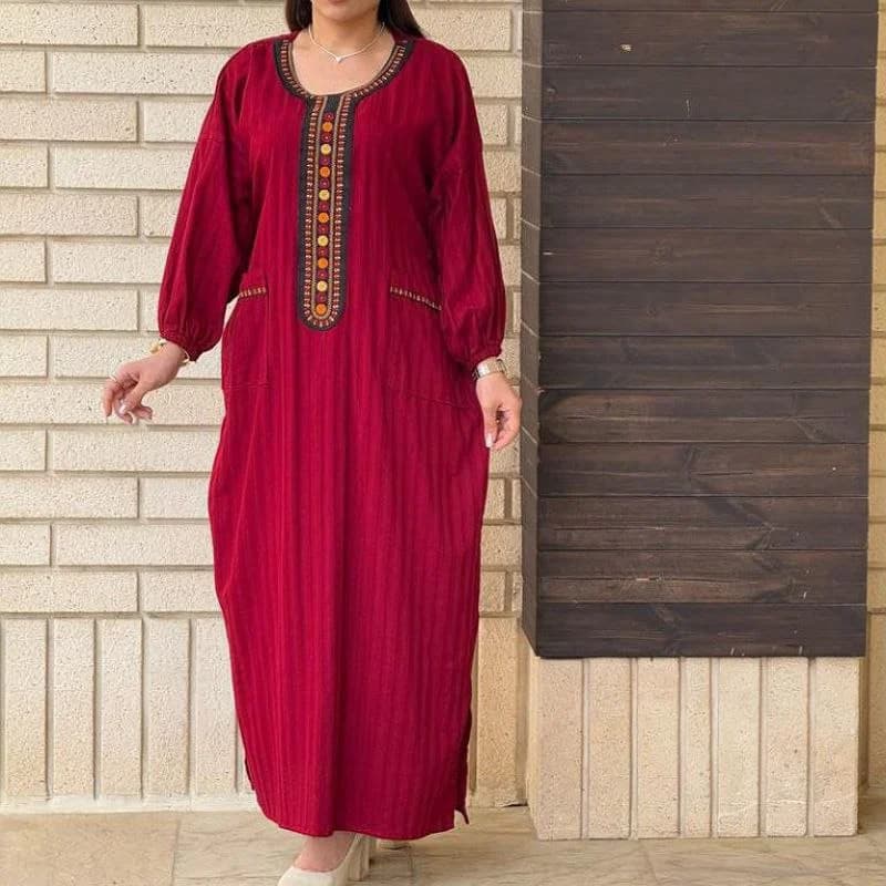 پیراهن ساحلی کفتان یقه سنتی لینن هندی/کد2788 (تخفیف ویژه یلدا)