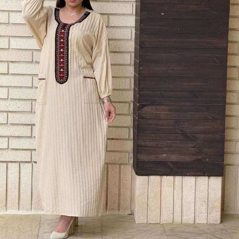 پیراهن ساحلی کفتان یقه سنتی لینن هندی/کد2788 (تخفیف ویژه یلدا) — تصویر ۴