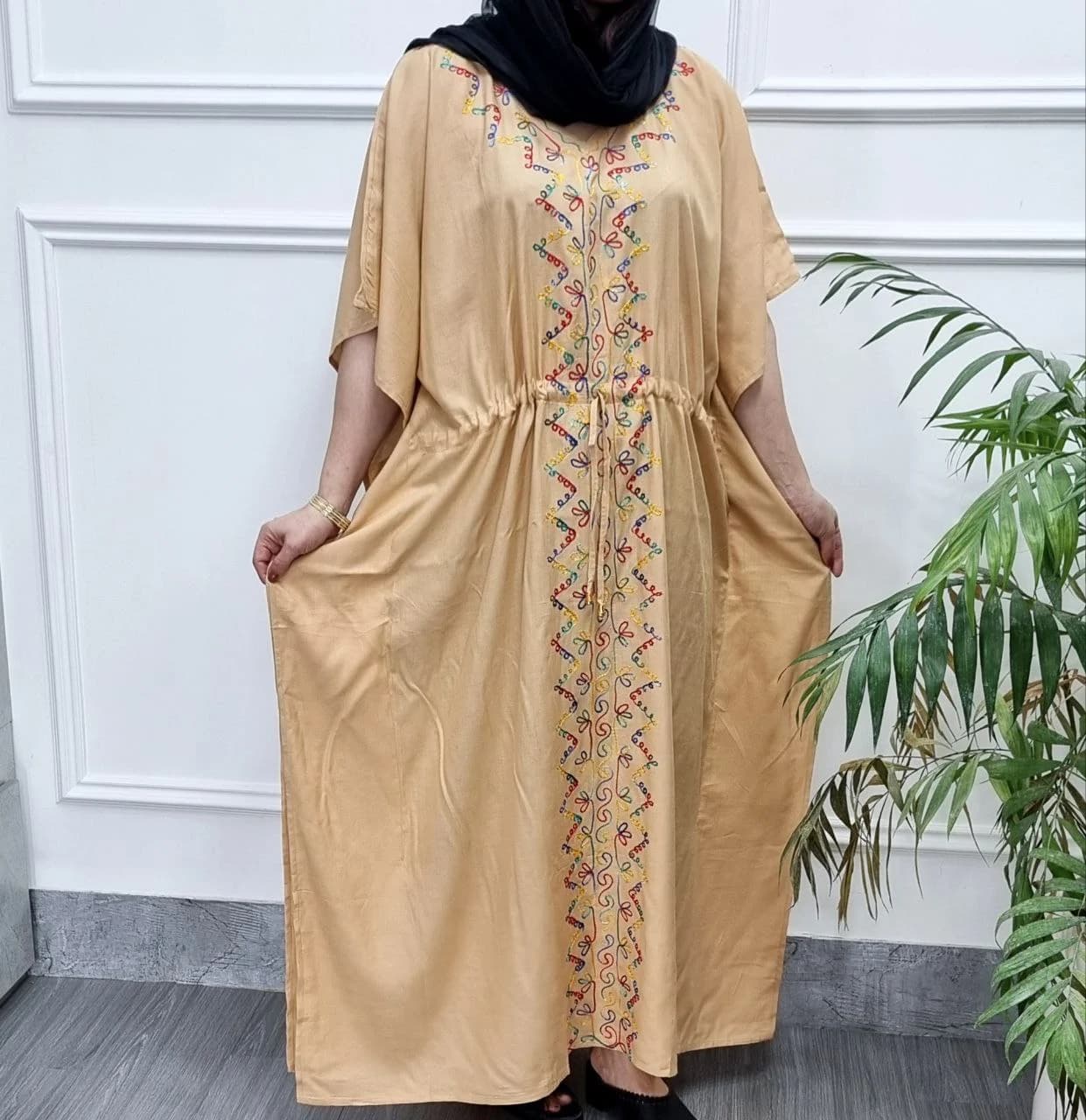پانچ ساحلی نخی گلدوزی زنانه هندی یه استایل راحت وخوشگل/کد2775 — تصویر ۴