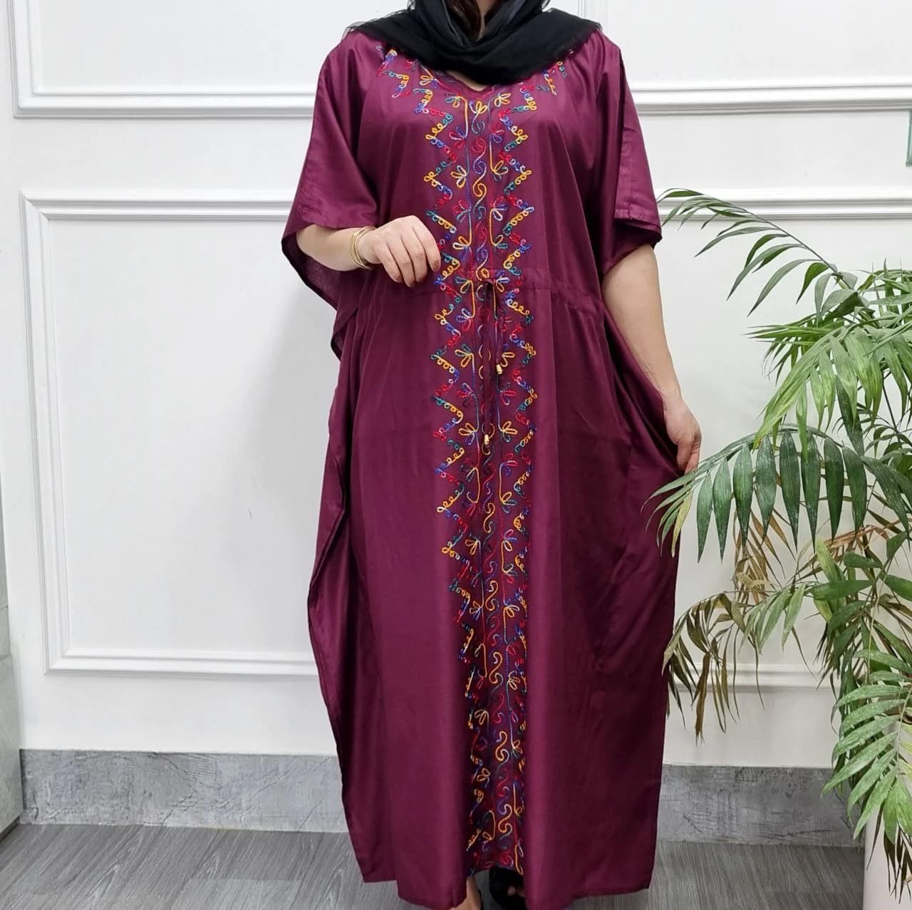 پانچ ساحلی نخی گلدوزی زنانه هندی یه استایل راحت وخوشگل/کد2775 — تصویر ۵