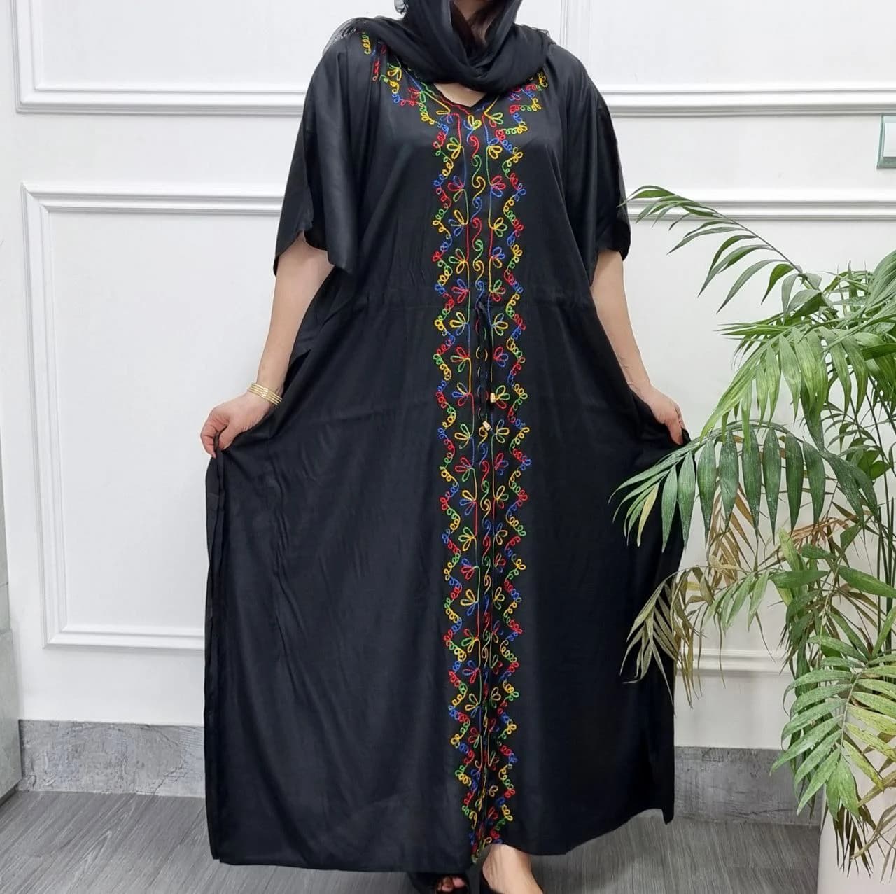 پانچ ساحلی نخی گلدوزی زنانه هندی یه استایل راحت وخوشگل/کد2775 — تصویر ۲