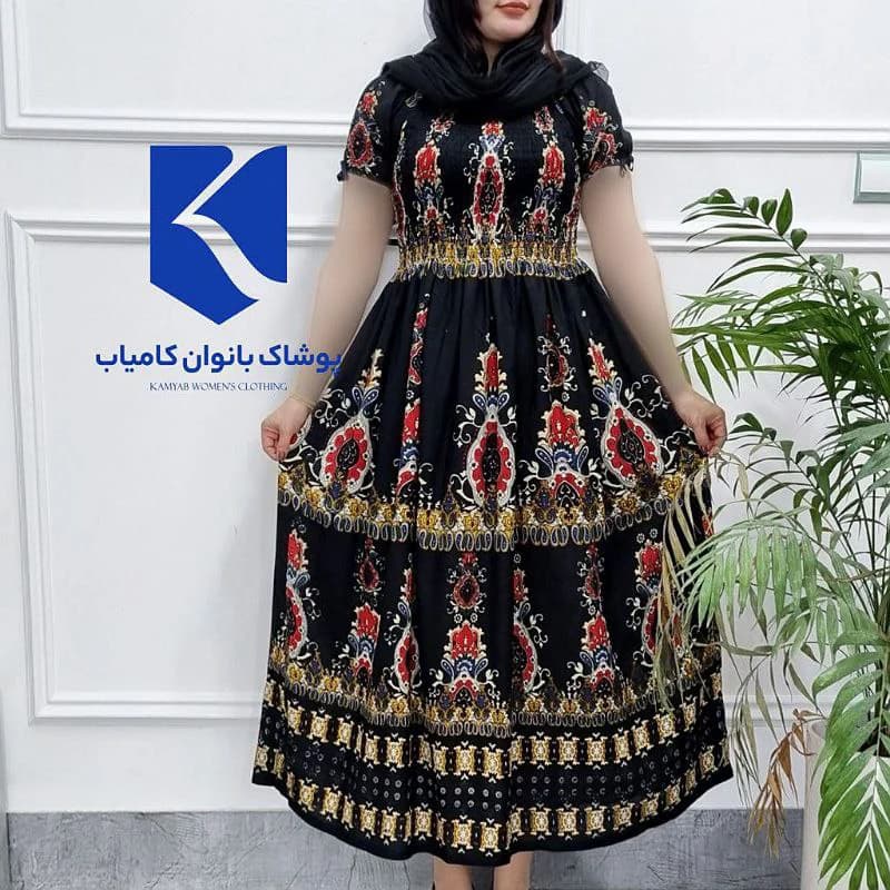 پیراهن ساحلی نخی استایل لاکچری زنانه هندی کد2741 — تصویر ۵