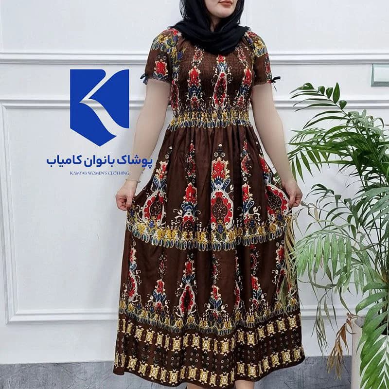 پیراهن ساحلی نخی استایل لاکچری زنانه هندی کد2741 — تصویر ۴
