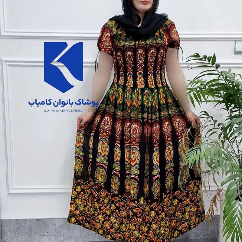پیراهن ساحلی کریشه طرح اشکی هندی کد2742