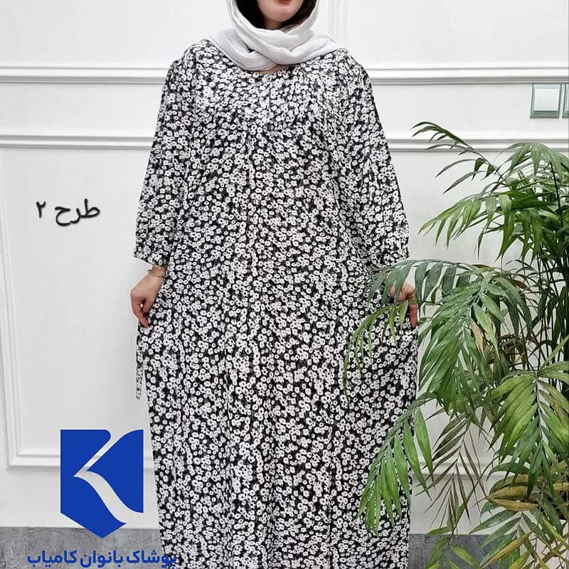 پیراهن ساحلی نخی قواره بزرگ مامی سایز-هندی کد2749 — تصویر ۵