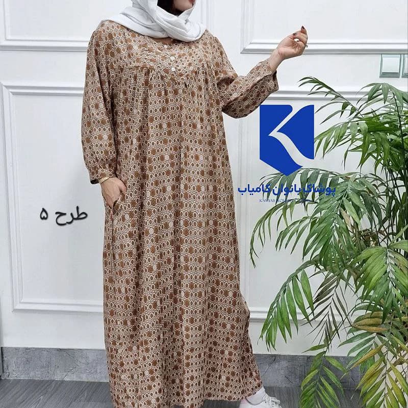 پیراهن ساحلی نخی قواره بزرگ مامی سایز-هندی کد2749 — تصویر ۶
